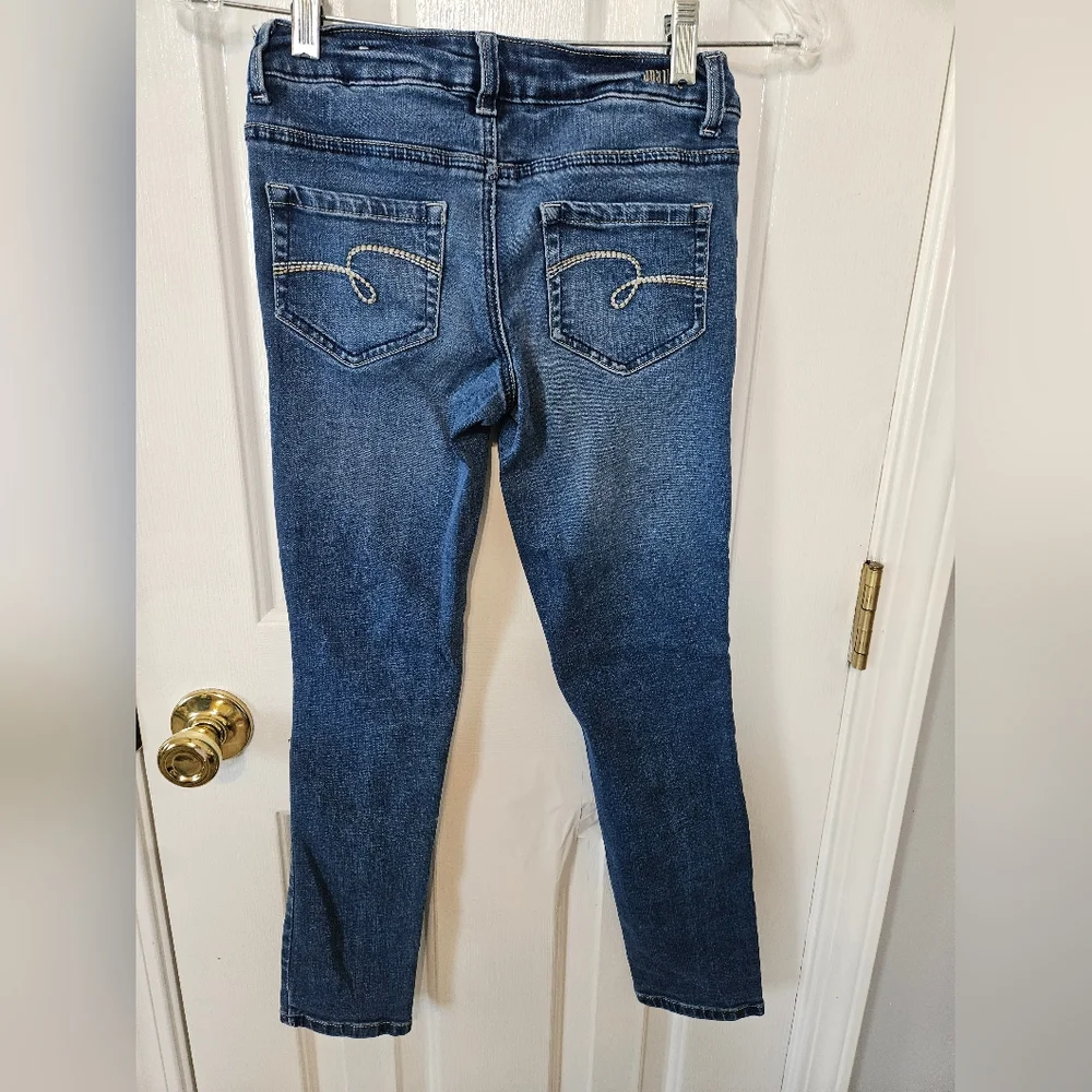 Justice Girls Distressed Mid Rise Super Skinny Size 10